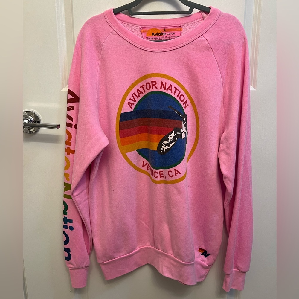 Pink aviator nation crew neck! Worn 4x!